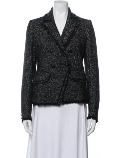 Pre-owned Veronica Beard Tweed Pattern Blazer In Black