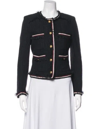 Pre-owned Veronica Beard Tweed Pattern Blazer In Black