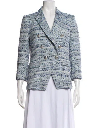Pre-owned Veronica Beard Tweed Pattern Blazer In Blue
