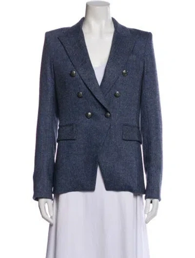 Pre-owned Veronica Beard Tweed Pattern Blazer In Blue