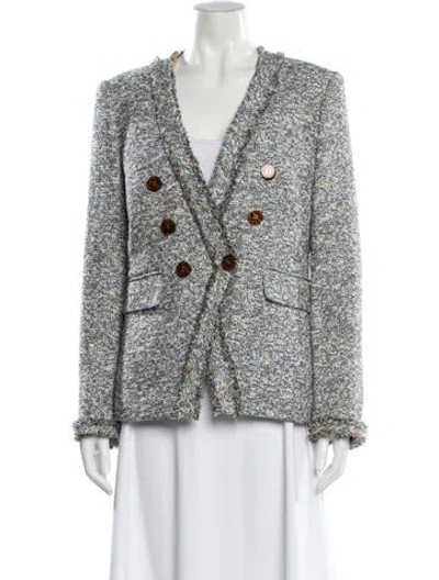Pre-owned Veronica Beard Tweed Pattern Blazer In Blue