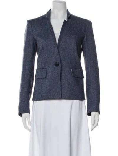Pre-owned Veronica Beard Tweed Pattern Blazer In Blue