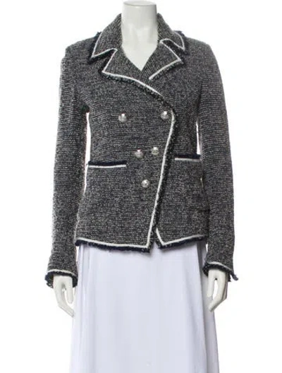 Pre-owned Veronica Beard Tweed Pattern Blazer In Blue
