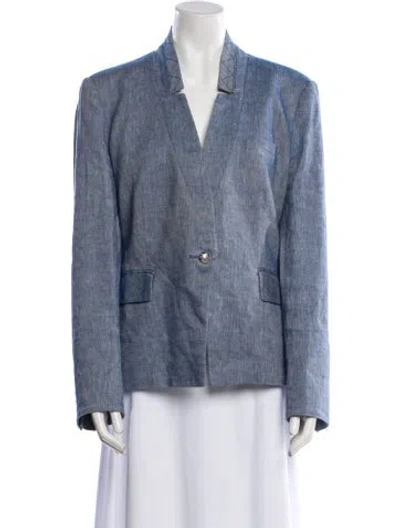 Pre-owned Veronica Beard Tweed Pattern Blazer In Blue