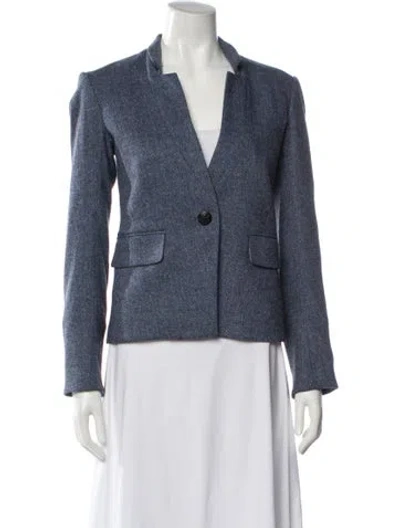 Pre-owned Veronica Beard Tweed Pattern Blazer In Blue
