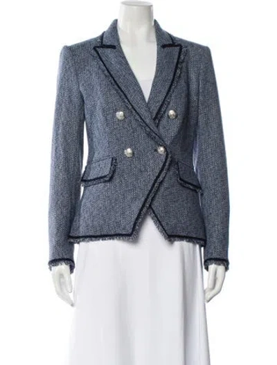 Pre-owned Veronica Beard Tweed Pattern Blazer In Blue