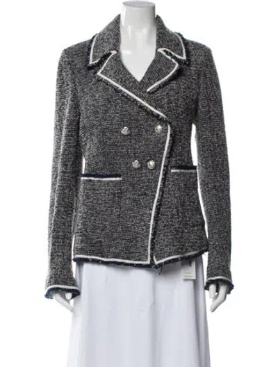 Pre-owned Veronica Beard Tweed Pattern Blazer In Blue