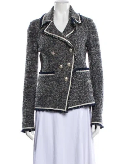 Pre-owned Veronica Beard Tweed Pattern Blazer In Blue