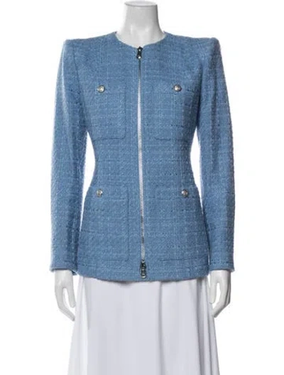 Pre-owned Veronica Beard Tweed Pattern Blazer In Blue