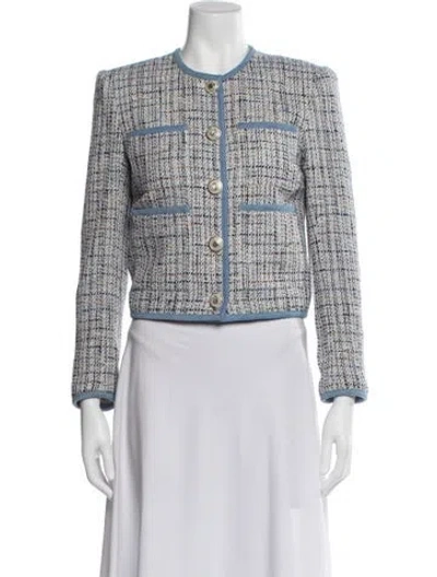 Pre-owned Veronica Beard Tweed Pattern Blazer In Blue