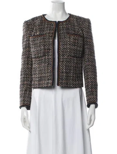 Pre-owned Veronica Beard Tweed Pattern Blazer In Blue