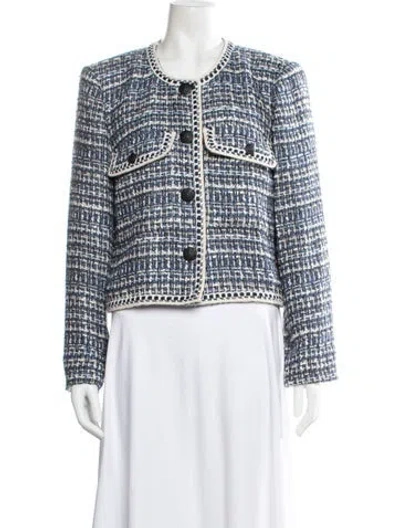 Pre-owned Veronica Beard Tweed Pattern Blazer In Blue