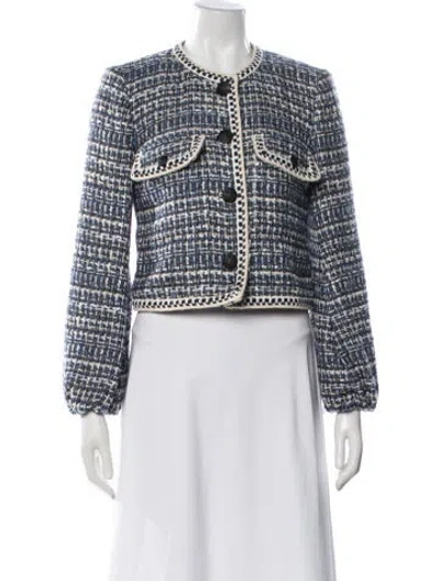 Pre-owned Veronica Beard Tweed Pattern Blazer In Blue