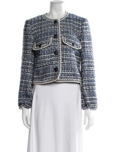 Pre-owned Veronica Beard Tweed Pattern Blazer In Blue