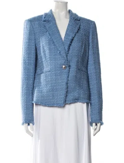 Pre-owned Veronica Beard Tweed Pattern Blazer In Blue