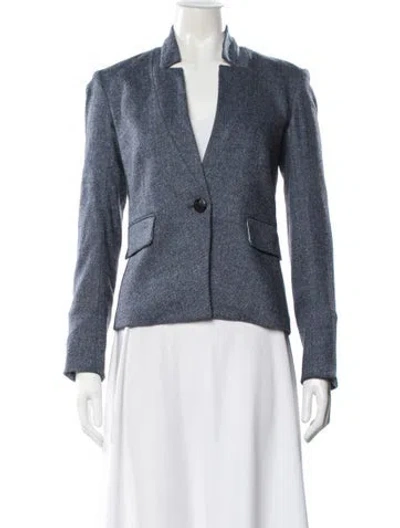 Pre-owned Veronica Beard Tweed Pattern Blazer In Blue