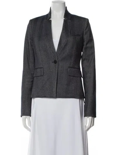 Pre-owned Veronica Beard Tweed Pattern Blazer In Blue