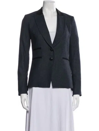 Pre-owned Veronica Beard Tweed Pattern Blazer In Blue