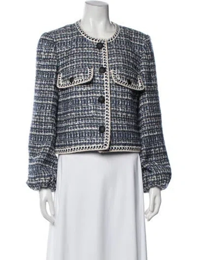 Pre-owned Veronica Beard Tweed Pattern Blazer In Blue