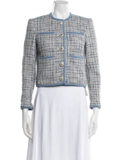Pre-owned Veronica Beard Tweed Pattern Blazer In Blue