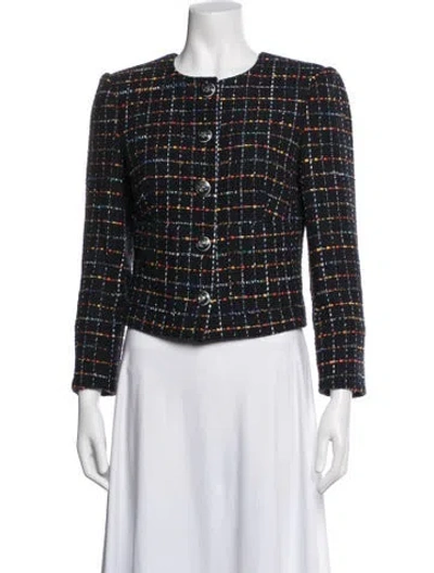 Pre-owned Veronica Beard Tweed Pattern Blazer In Blue