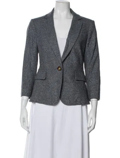Pre-owned Veronica Beard Tweed Pattern Blazer In Blue