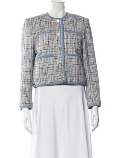 Pre-owned Veronica Beard Tweed Pattern Blazer In Blue
