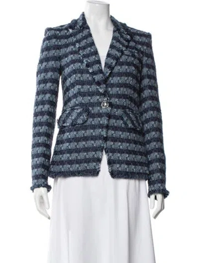 Pre-owned Veronica Beard Tweed Pattern Blazer In Blue