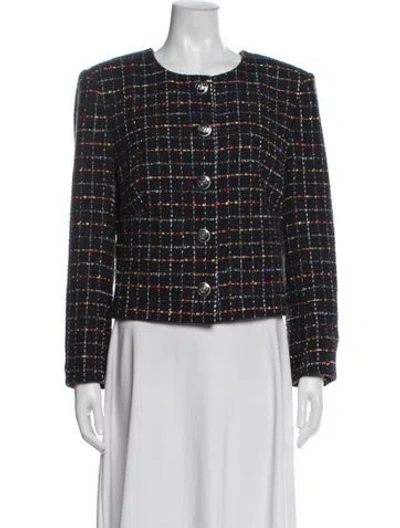 Pre-owned Veronica Beard Tweed Pattern Blazer In Blue