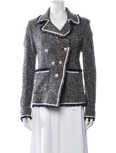 Pre-owned Veronica Beard Tweed Pattern Blazer In Blue