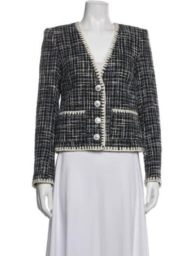 Pre-owned Veronica Beard Tweed Pattern Blazer In Blue