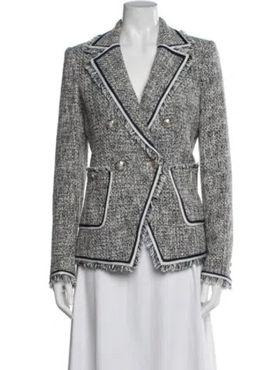 Pre-owned Veronica Beard Tweed Pattern Blazer In Blue