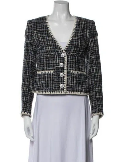 Pre-owned Veronica Beard Tweed Pattern Blazer In Blue