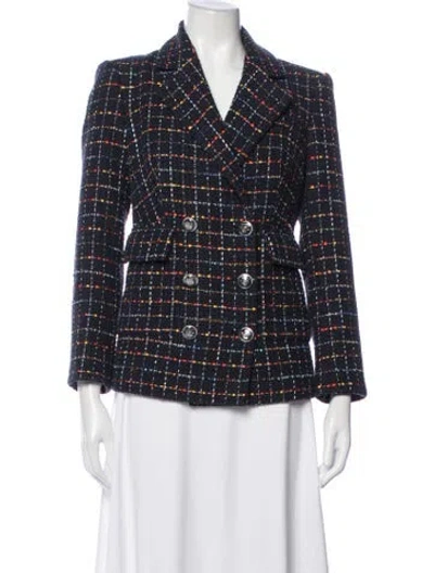 Pre-owned Veronica Beard Tweed Pattern Blazer In Blue
