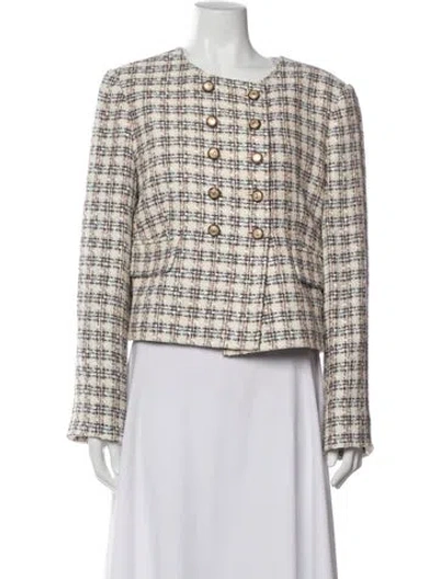 Pre-owned Veronica Beard Tweed Pattern Blazer In Blue/metallic