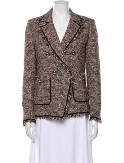 Pre-owned Veronica Beard Tweed Pattern Blazer In Brown