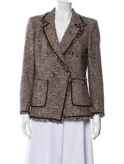Pre-owned Veronica Beard Tweed Pattern Blazer In Brown