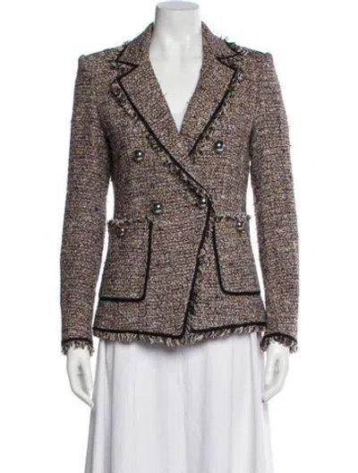 Pre-owned Veronica Beard Tweed Pattern Blazer In Brown