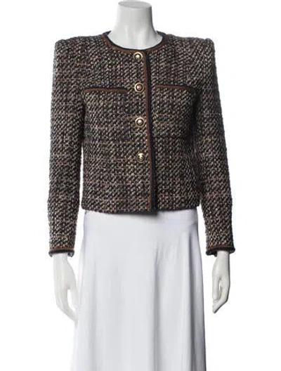Pre-owned Veronica Beard Tweed Pattern Blazer In Brown
