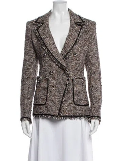 Pre-owned Veronica Beard Tweed Pattern Blazer In Brown