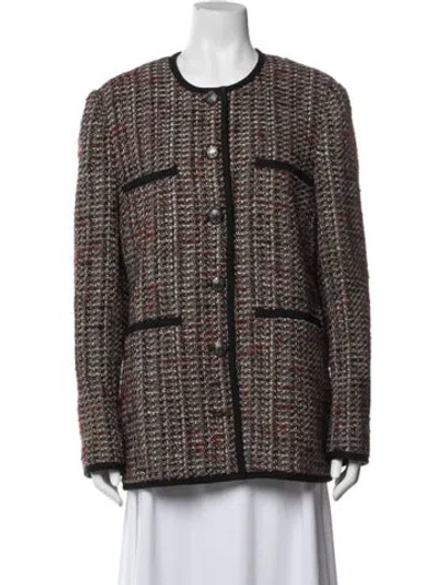 Pre-owned Veronica Beard Tweed Pattern Blazer In Brown