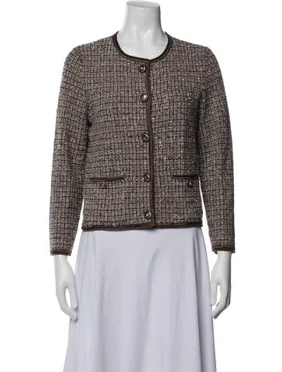 Pre-owned Veronica Beard Tweed Pattern Blazer In Brown