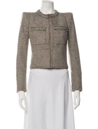 Pre-owned Veronica Beard Tweed Pattern Blazer In Brown