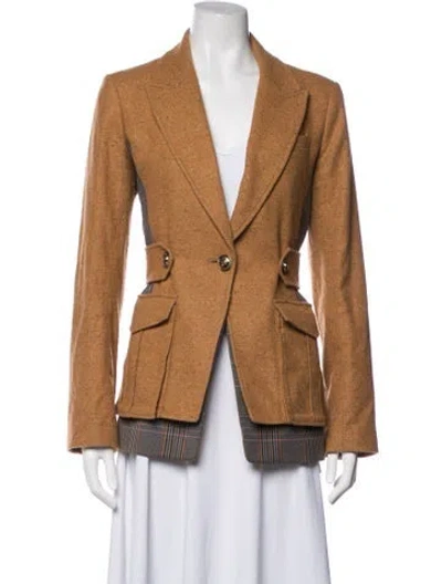 Pre-owned Veronica Beard Tweed Pattern Blazer In Brown