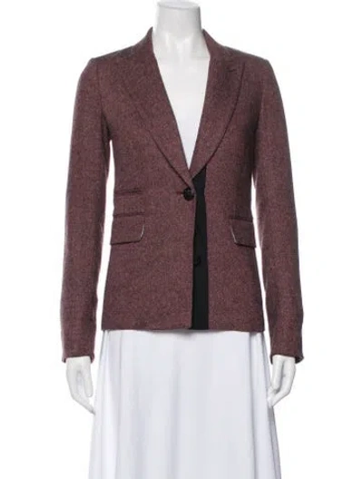 Pre-owned Veronica Beard Tweed Pattern Blazer In Burgundy