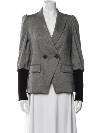 Pre-owned Veronica Beard Tweed Pattern Blazer In Gray