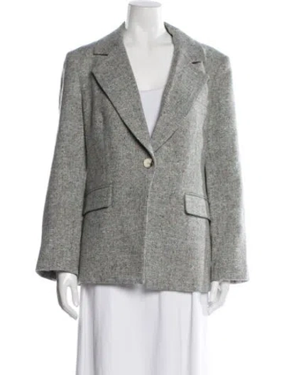 Pre-owned Veronica Beard Tweed Pattern Blazer In Gray