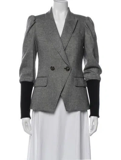 Pre-owned Veronica Beard Tweed Pattern Blazer In Gray