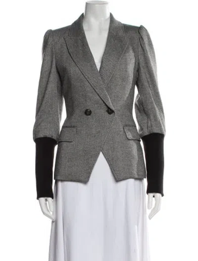 Pre-owned Veronica Beard Tweed Pattern Blazer In Gray