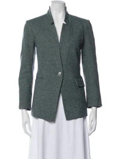 Pre-owned Veronica Beard Tweed Pattern Blazer In Green